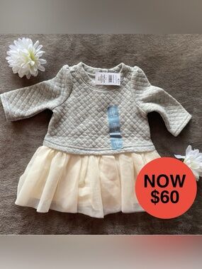 NWT Baby Gap Quilted Sweatshirt Tutu Dress (0-3M)